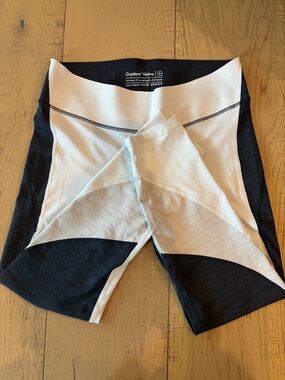 Outdoor Voices White and Black Colorblock Athletic Shorts